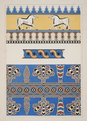Geschilderde ornamenten uit Nimroud, uit Monumenten van Nineveh