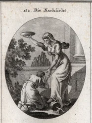 Allegorie van vergevingsgezindheid. Ze vertrapt de bundels en de bijl die de lictoren bij de Romeinen droegen. Ze houdt een opgeheven mantel vast en reikt haar hand naar een slaaf die aan haar voeten ligt. Gravure in 