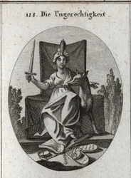 Allegorie van onrechtvaardigheid. Gravure in "Iconologie"