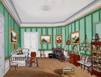 Biedermeier stijl kamer, circa 1850, Oostenrijk