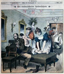 Humoristische afbeelding van een Amerikaanse massagesalon
