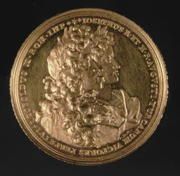 Medaille met portretten van Heilige Roomse Keizers Leopold I (1640-1705) en Joseph I (1678-1711) door Philipp Heinrich, 1692