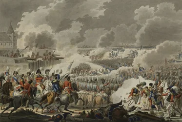 De Slag bij Waterloo, 18 juni 1815, uitgegeven door Artaria en Co, circa 1820 (gekleurde ets)