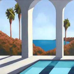 Landschap met palmbomen