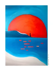 De levendige zonsondergang bij de vuurtoren