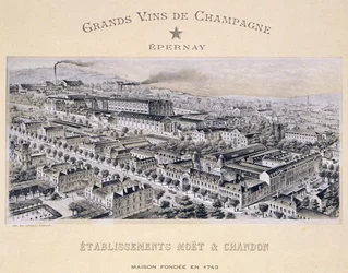 Moet & Chandon bedrijf, Epernay, uit La France Vinicole, uitgegeven door Moet & Chandon
