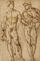 Studie van twee mannen (recto); Studie van het hoofd van een man met baard (verso)