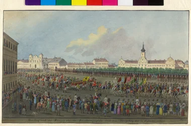 Kroningsprocessie van keizer Ferdinand I voor zijn kroning tot koning van Hongarije in 1830