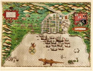 Domingo, uit Drakes West-Indische reis 1585 - 86, gepubliceerd 1589