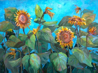 Zonnebloemen 2, ca 1990-2005 (olieverf op doek)