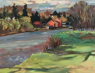 Dorp aan de Kennebunkport-rivier, ca. 1980-90 (olieverf op doek)