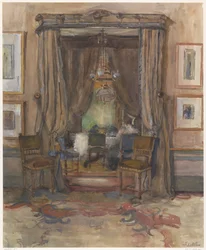 De huiskamer aan de Riouwstraat te Den Haag, bij daglicht