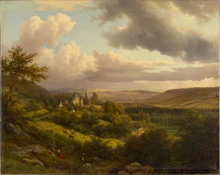 Luxemburgs landschap met uitzicht op kasteel Berg