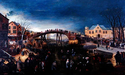 Een Winterlandschap met Figuren die Schaatsen en Spelen, c.1640-50