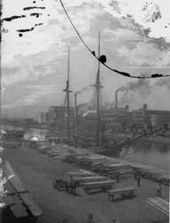 Houtschip op de Chicago River, Chicago, Illinois, VS