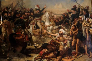 Bonaparte spreekt zijn leger toe voor de slag bij de Piramides. 1810