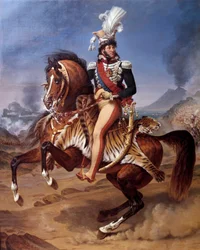 Ruiterportret van Joachim Murat (1767-1815), koning van Napels, in Napels met uitzicht op de Vesuvius, schilderij van Antoine Jean Gros (1771-1835), 19e eeuw, afmetingen 3,43 x 2,8 m