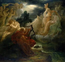 Aan de oever van de Lora, Ossian roept een geest op met het geluid van zijn harp, c.1811
