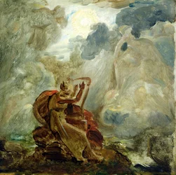 Ossian Roept de Geesten Op met Zijn Harp aan de Oever van de Rivier Lora, c.1811