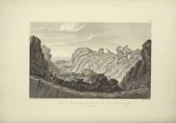 Gezicht op het binnenste van de krater van de Pico de Tenerife, getekend door Gmelin, illustratie uit "Gezichten op de Cordilleras en monumenten van de inheemse volkeren van Amerika" van Alexander von Humboldt en Aimé Bonpland, 1813