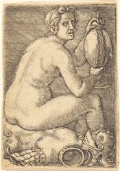 Naakte Vrouw op een Pantser (Prudentia?)