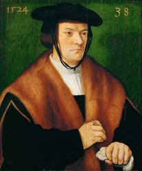 Gerhard von Westerburg (1486-na 1539), Halflang, in een met bont afgezette mantel en zwarte hoed