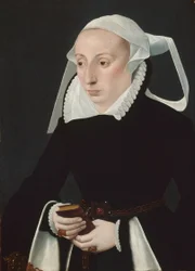 Portret van een vrouw met een gebedenboek