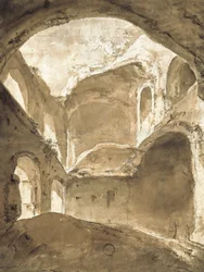 Interieur van een oude ruïne