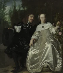 Dutch: Abraham del Court en zijn echtgenote Maria de Kaersgieter Abraham del Court and His Wife Maria de Kaersgieter