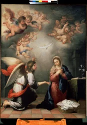De Annunciatie. Schilderij van Bartolomé Esteban Murillo (1617-1682), circa 1660. Spaanse kunst, barokstijl. Hermitagemuseum, Sint-Petersburg.