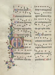 Missale: Fol. 183v: Kruis, Bladornamenten, 1469
