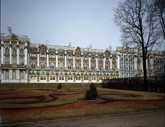 Uitzicht op het paleis Catherine, gerealiseerd door architect Bartolomeo Francesco Rastrelli, 1752-1756, Pushkin, Rusland
