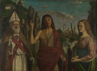 Sint Zeno, Sint Johannes de Doper en een vrouwelijke martelaar, ca. 1495