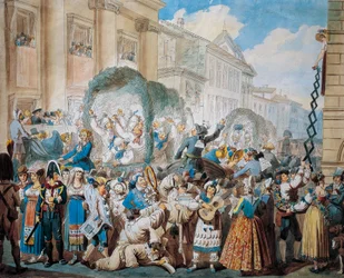 Ridderlijke scène bij San Carlo al Corso in Rome, door Bartolomeo Pinelli