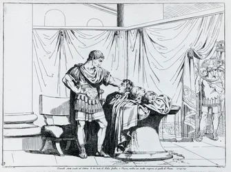 Dood van Piso, gravure door Bartolomeo Pinelli (1781-1835), uit Istoria dell