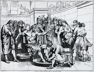 Dood van Seneca, gravure door Bartolomeo Pinelli (1781-1835), uit Istoria dell