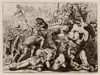 Marcus Claudius Marcellus behaalt overwinning op de Carthagers (ets)