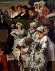 Pulcinella met ander carnavalsfiguur, detail