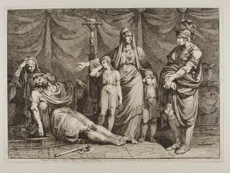 Tanaquilla toont het lijk van Tarquinio aan Servius Tullius