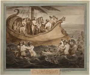 Telemachus en Mentor in een Galerij na de Vlucht van het Eiland Calypso, uit De Avonturen van Telemachus, Boek 8