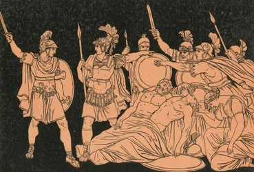Turnus over de lichamen van Alma en Galaesus