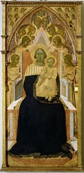 Madonna en Kind op de Troon, omringd door Engelen