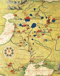 Oost-Europa en Centraal-Azië: Transsylvanië en Rusland, uit Atlas van de Wereld in drieëndertig Kaarten, door Battista Agnese