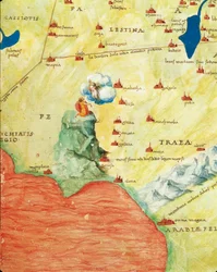 Nijldelta, Rode Zee en de Sinaïberg, uit Atlas van de Wereld in drieëndertig Kaarten, door Battista Agnese