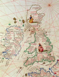 De koninkrijken Engeland en Schotland, uit een wereldatlas in 33 kaarten, Venetië, 1 september 1553 (detail uit 330949)