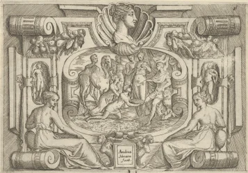 Een man en vrouw die een schaal met munten aanbieden aan een koning op een troon, ca. 1540-80