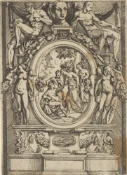 Het Oordeel van Paris, man zittend links reikt uit naar een vrouw die geflankeerd wordt door, ca. 1540-80