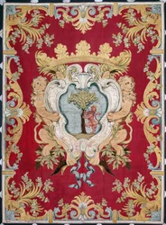 Wapen van de adel met een leeuw en een boom. Wandtapijt van de fabrieken van Brussel. 16e eeuw Genua, Musei di Strada Nuova