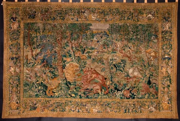 Jachtscène Wandtapijt gemaakt in de fabrieken van Brussel. 16e eeuw Genua, Musei di Strada Nuova