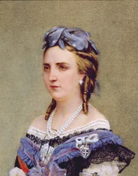 Portret van Charlotte van Saksen-Coburg en Gotha (1840-1927), prinses van België en keizerin van Mexico (detail)